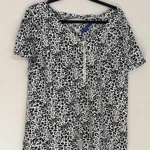 Apt. 9 Black and White Animal Print Blouse